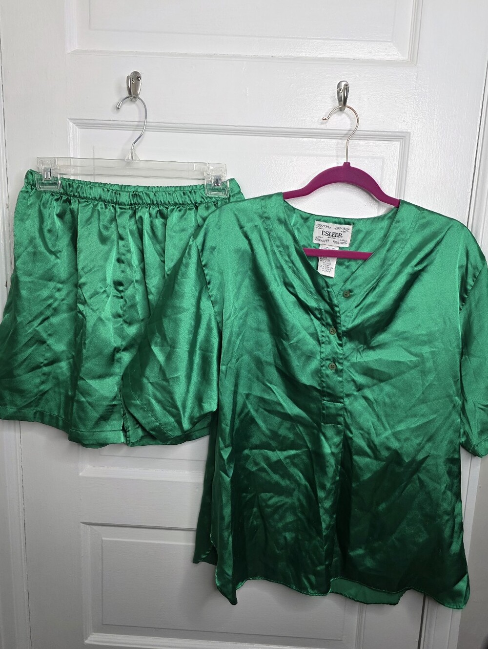 ESLEEP Vintage 90s Pajama Set Green Large